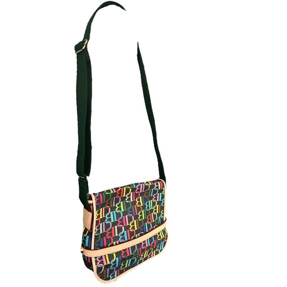 Dooney & Bourke Handbags - Vintage Dooney & Bourke Crossbody DB Black Coated Canvas Messenger Bag Flap